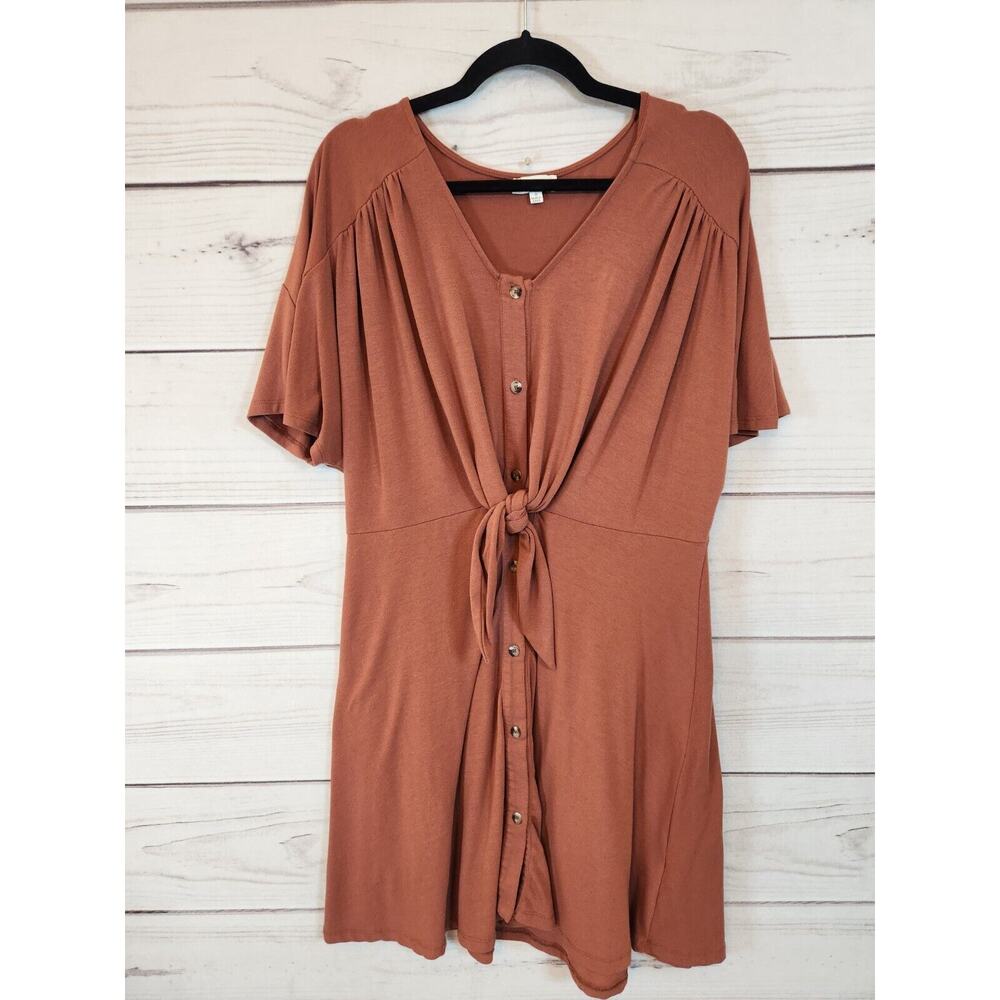 Umgee Women's Brown Short Sleeve Knee Length Dress Size S